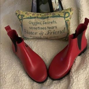 Red rain boots